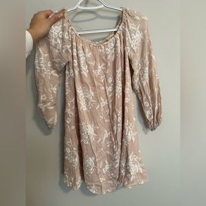 Urban Outfitters Blush Pink Off Shoulder Floral Dress